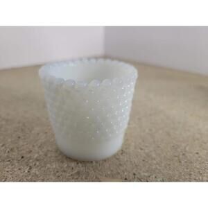 White Milk Glass Hobnail Round Votive Candle Holder Tea Light Decor